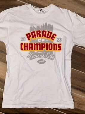 Parade of Champions Kansas City Chiefs T-Shirt - White with Red & Gold Graphic